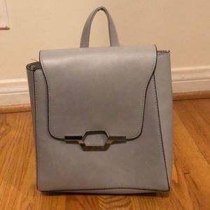 Gray faux leather mini backpack